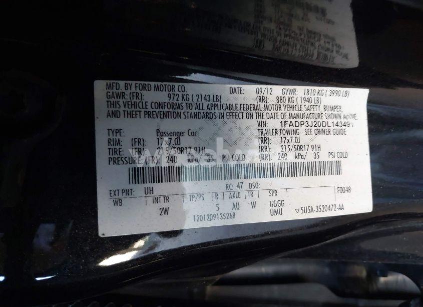 Photo 9 of 2013 Ford Focus TITANIUM (VIN 1FADP3J20DL143491)