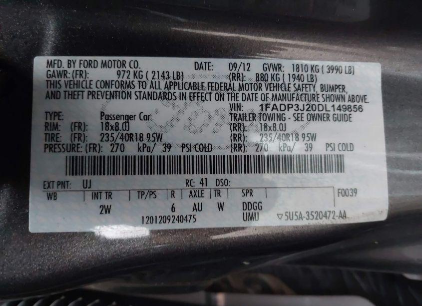 Photo 9 of 2013 Ford Focus TITANIUM (VIN 1FADP3J20DL149856)