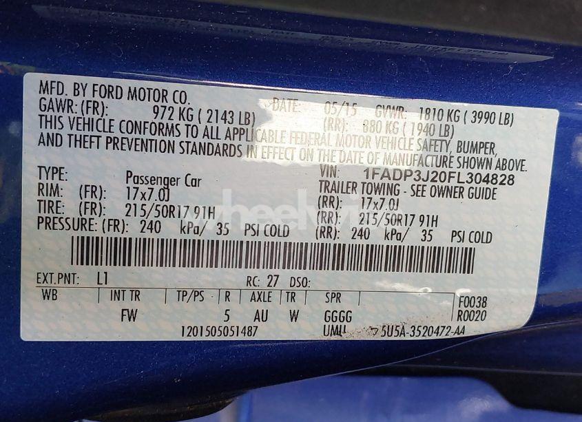 Photo 9 of 2015 Ford Focus TITANIUM (VIN 1FADP3J20FL304828)