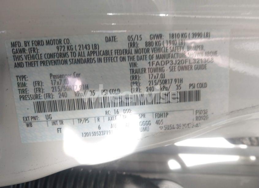 Photo 9 of 2015 Ford Focus TITANIUM (VIN 1FADP3J20FL321368)