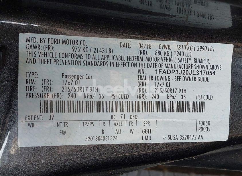 Photo 9 of 2018 Ford Focus TITANIUM (VIN 1FADP3J20JL317054)