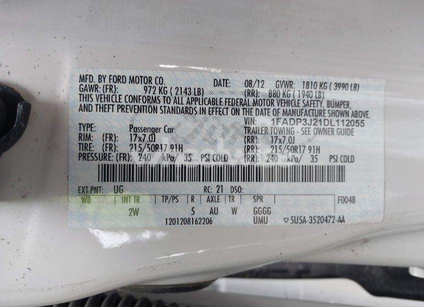 Photo 9 of 2013 Ford Focus TITANIUM (VIN 1FADP3J21DL112055)