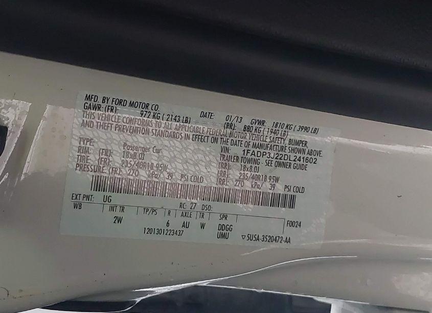 Photo 9 of 2013 Ford Focus TITANIUM (VIN 1FADP3J22DL241602)