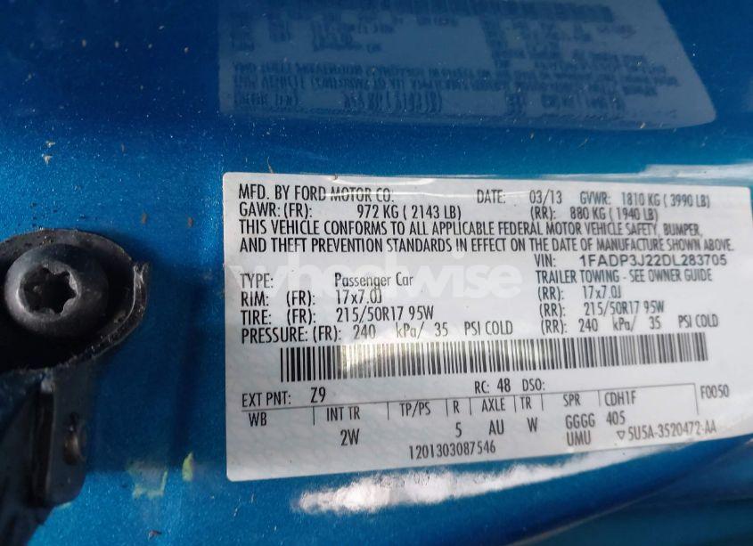 Photo 9 of 2013 Ford Focus TITANIUM (VIN 1FADP3J22DL283705)