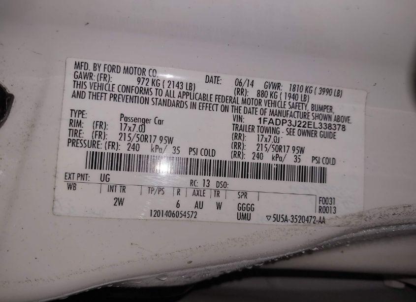 Photo 9 of 2014 Ford Focus TITANIUM (VIN 1FADP3J22EL338378)