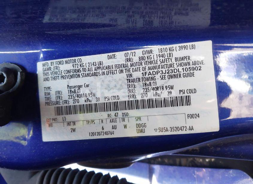 Photo 9 of 2013 Ford Focus TITANIUM (VIN 1FADP3J23DL105902)