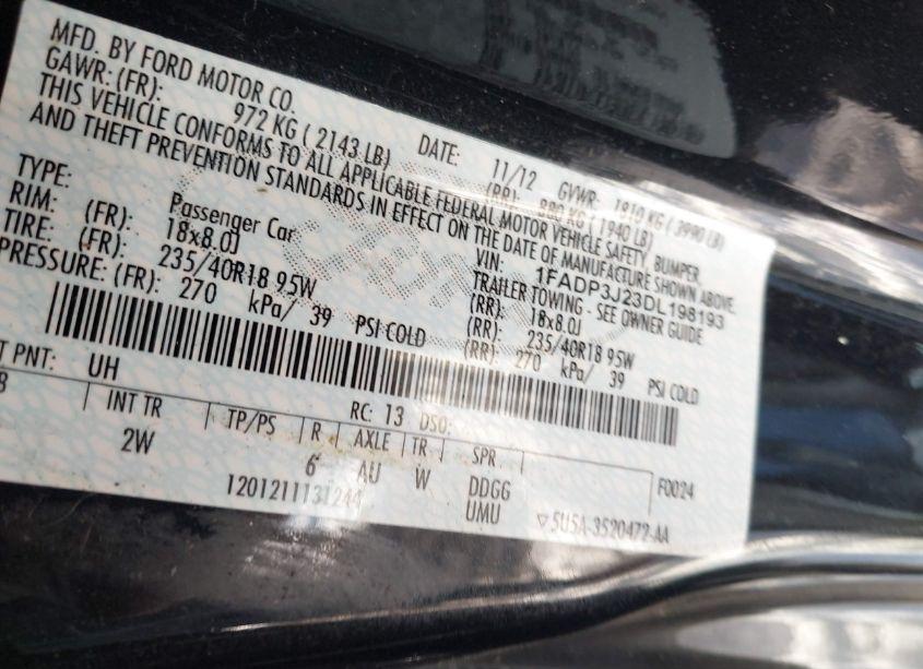 Photo 9 of 2013 Ford Focus TITANIUM (VIN 1FADP3J23DL198193)