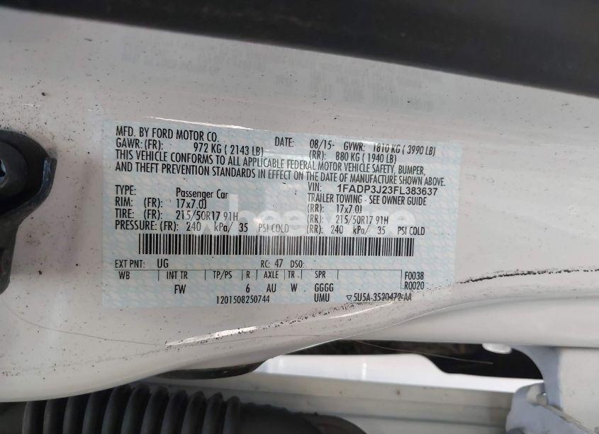 Photo 9 of 2015 Ford Focus TITANIUM (VIN 1FADP3J23FL383637)