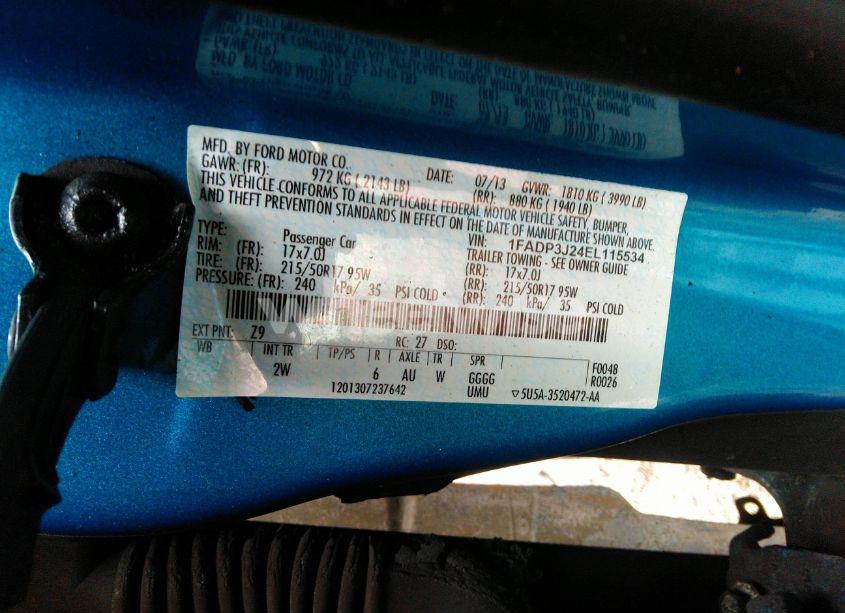 Photo 9 of 2014 Ford Focus TITANIUM (VIN 1FADP3J24EL115534)