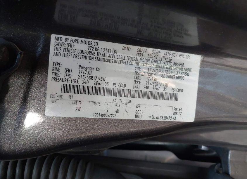 Photo 9 of 2014 Ford Focus TITANIUM (VIN 1FADP3J25EL378356)