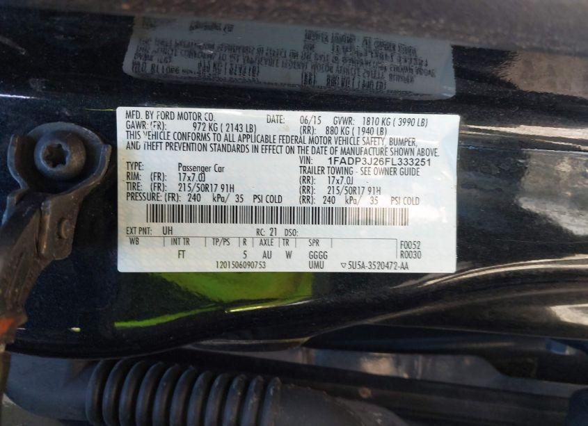 Photo 9 of 2015 Ford Focus TITANIUM (VIN 1FADP3J26FL333251)