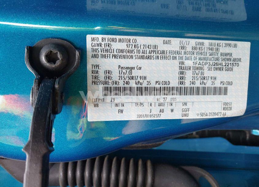 Photo 9 of 2017 Ford Focus TITANIUM (VIN 1FADP3J26HL221570)