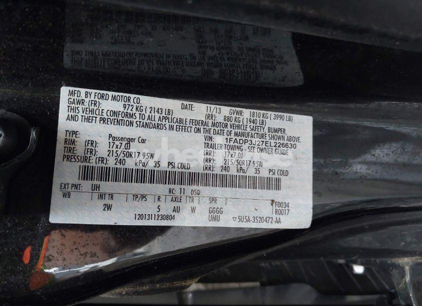 Photo 9 of 2014 Ford Focus TITANIUM (VIN 1FADP3J27EL226630)