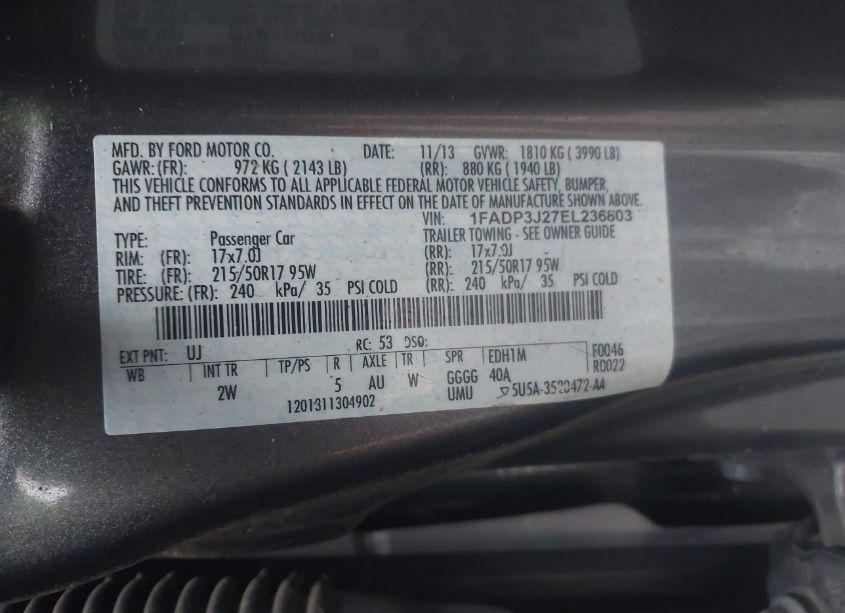 Photo 9 of 2014 Ford Focus TITANIUM (VIN 1FADP3J27EL236803)