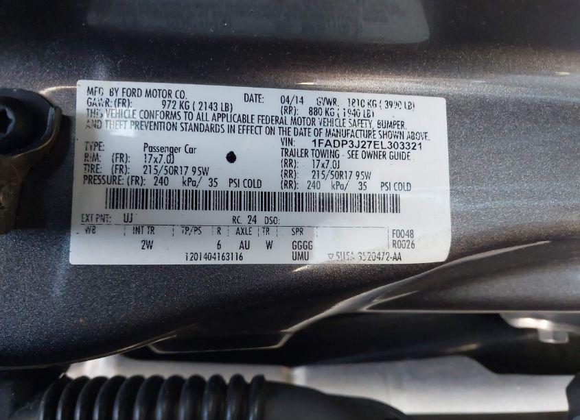 Photo 9 of 2014 Ford Focus TITANIUM (VIN 1FADP3J27EL303321)