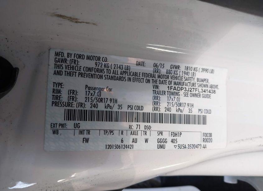 Photo 9 of 2015 Ford Focus TITANIUM (VIN 1FADP3J27FL341438)