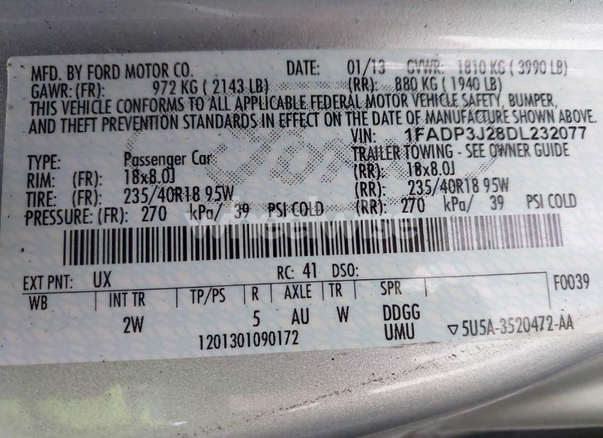 Photo 9 of 2013 Ford Focus TITANIUM (VIN 1FADP3J28DL232077)