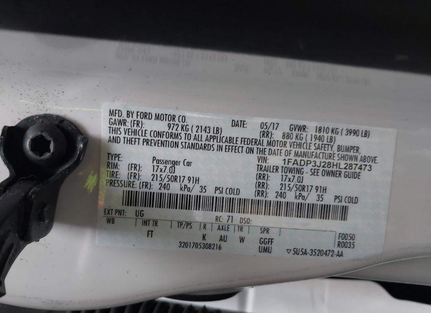 Photo 9 of 2017 Ford Focus TITANIUM (VIN 1FADP3J28HL287473)