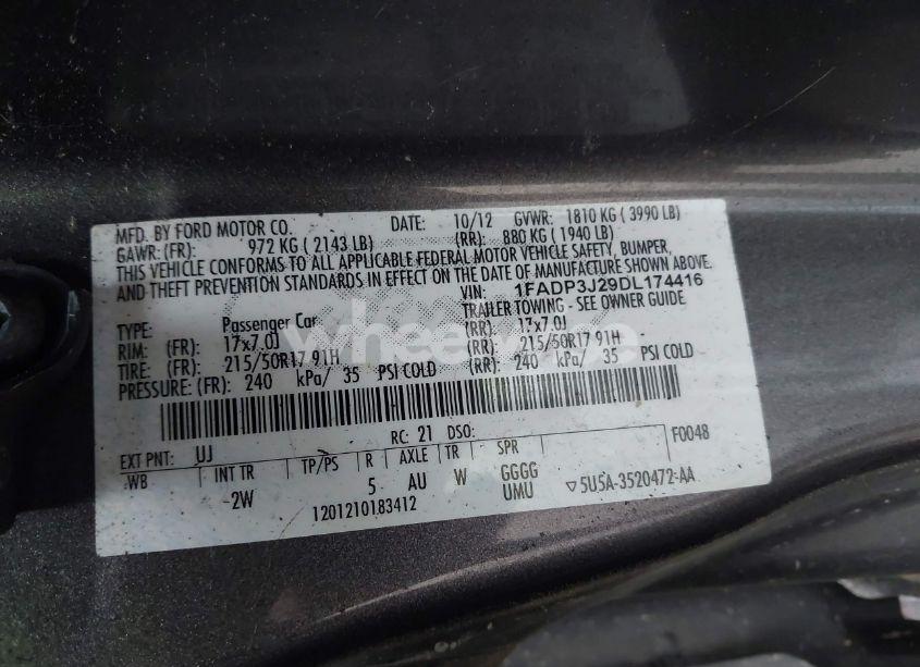 Photo 9 of 2013 Ford Focus TITANIUM (VIN 1FADP3J29DL174416)