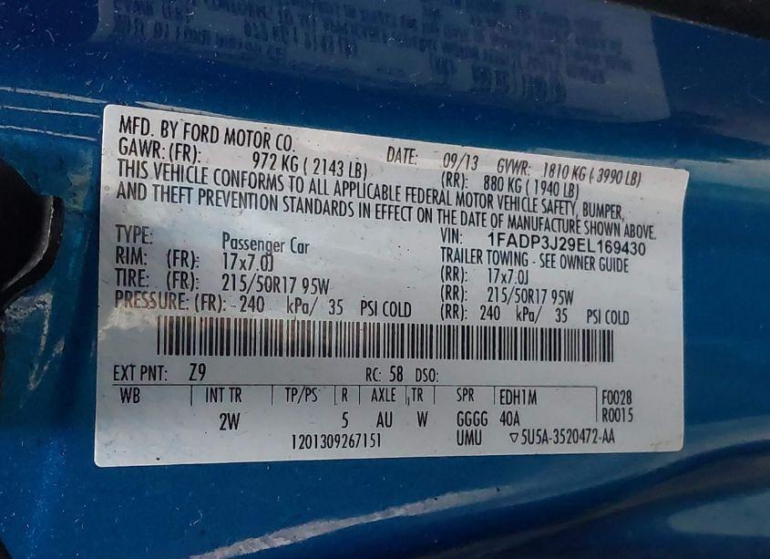 Photo 9 of 2014 Ford Focus TITANIUM (VIN 1FADP3J29EL169430)