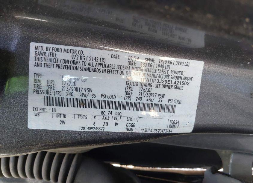 Photo 9 of 2014 Ford Focus TITANIUM (VIN 1FADP3J29EL421502)