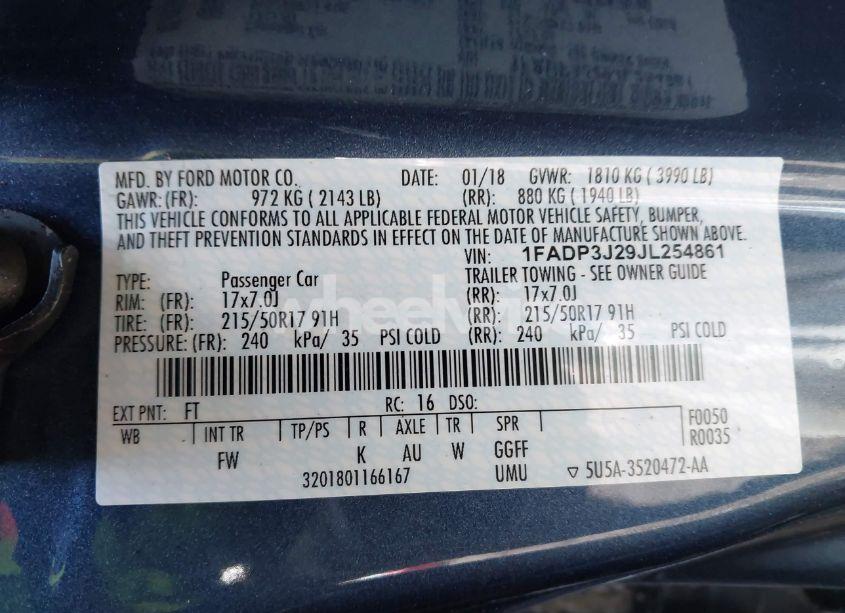 Photo 9 of 2018 Ford Focus TITANIUM (VIN 1FADP3J29JL254861)