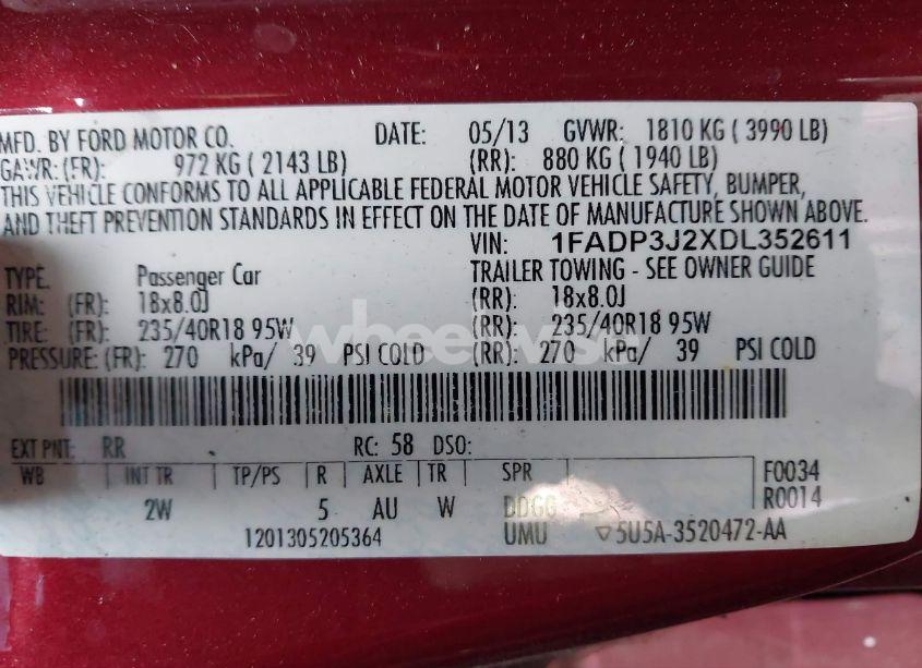 Photo 9 of 2013 Ford Focus TITANIUM (VIN 1FADP3J2XDL352611)