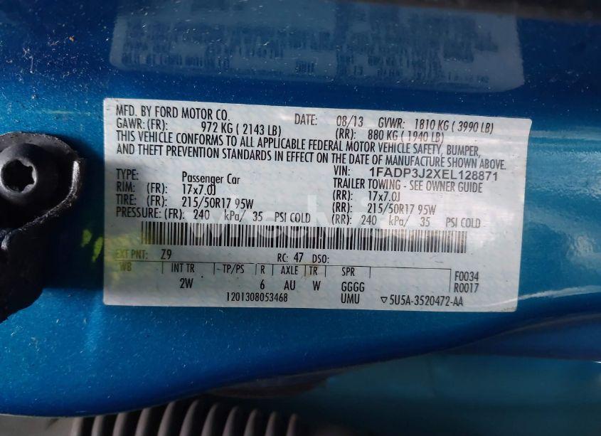 Photo 9 of 2014 Ford Focus TITANIUM (VIN 1FADP3J2XEL128871)