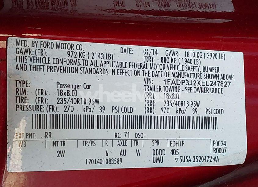 Photo 9 of 2014 Ford Focus TITANIUM (VIN 1FADP3J2XEL247827)