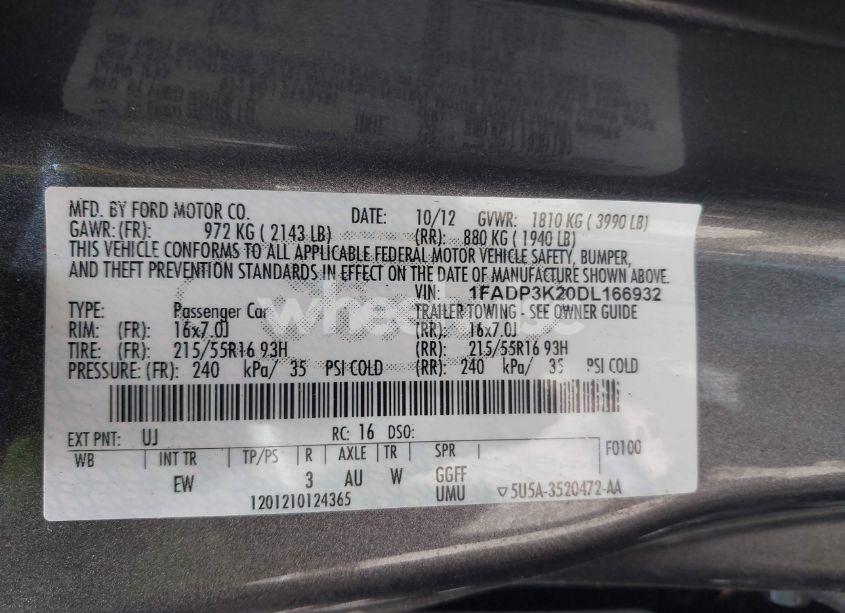 Photo 9 of 2013 Ford Focus SE (VIN 1FADP3K20DL166932)