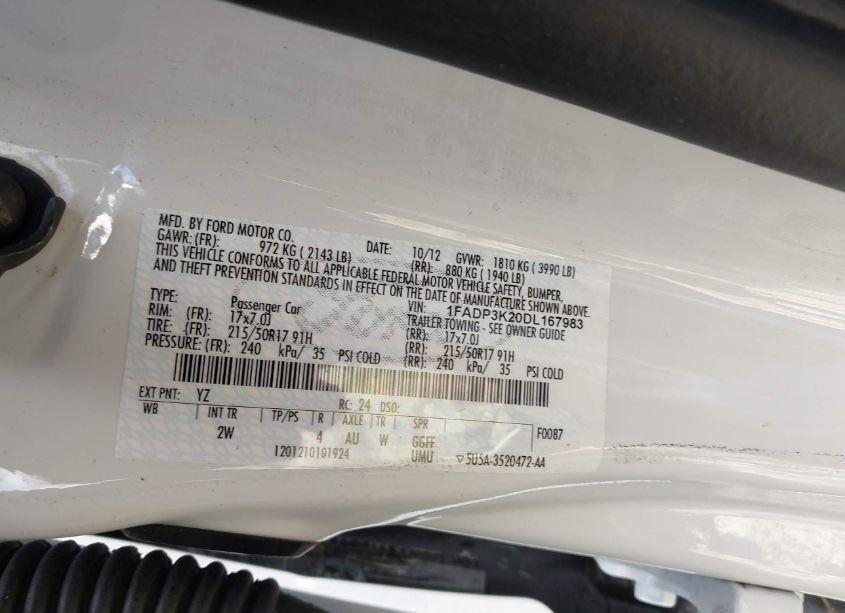 Photo 9 of 2013 Ford Focus SE (VIN 1FADP3K20DL167983)