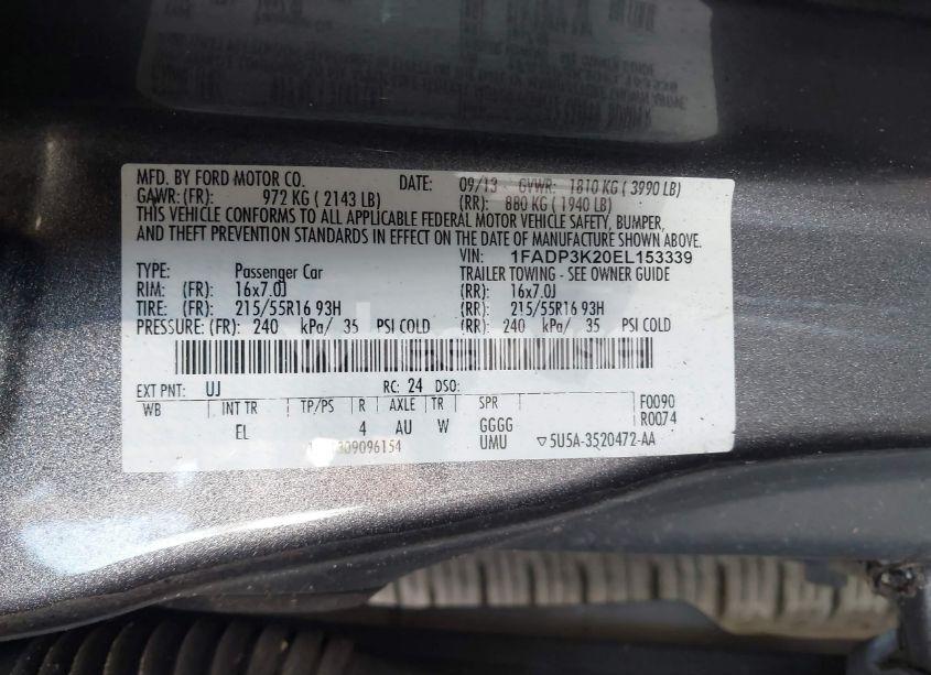 Photo 9 of 2014 Ford Focus SE (VIN 1FADP3K20EL153339)