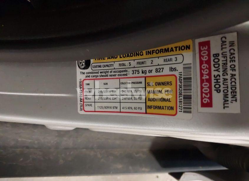 Photo 9 of 2014 Ford Focus SE (VIN 1FADP3K20EL181271)