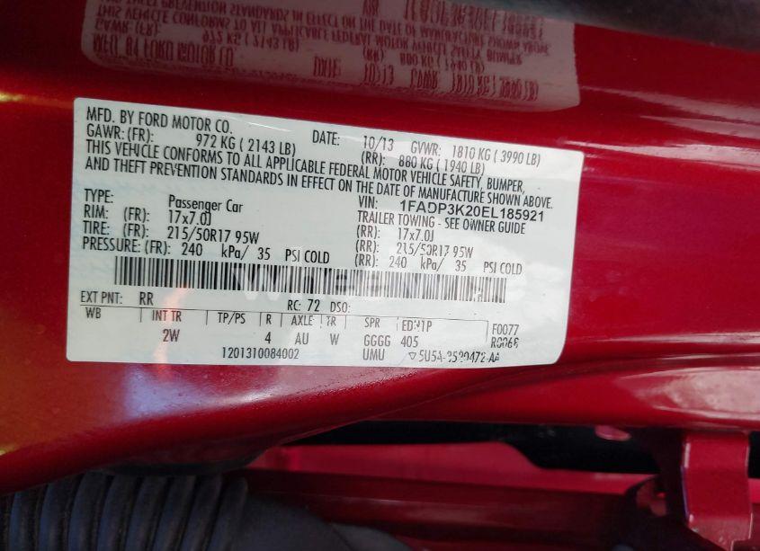 Photo 9 of 2014 Ford Focus SE (VIN 1FADP3K20EL185921)