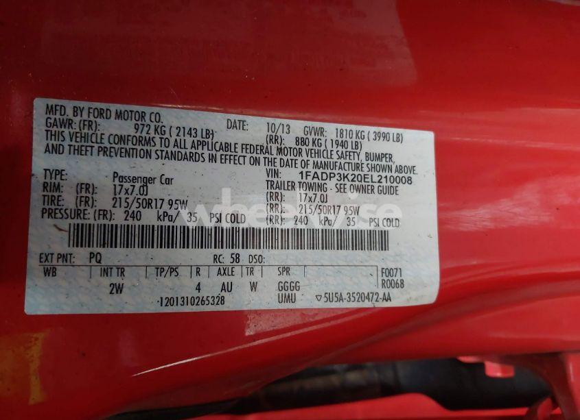 Photo 9 of 2014 Ford Focus SE (VIN 1FADP3K20EL210008)