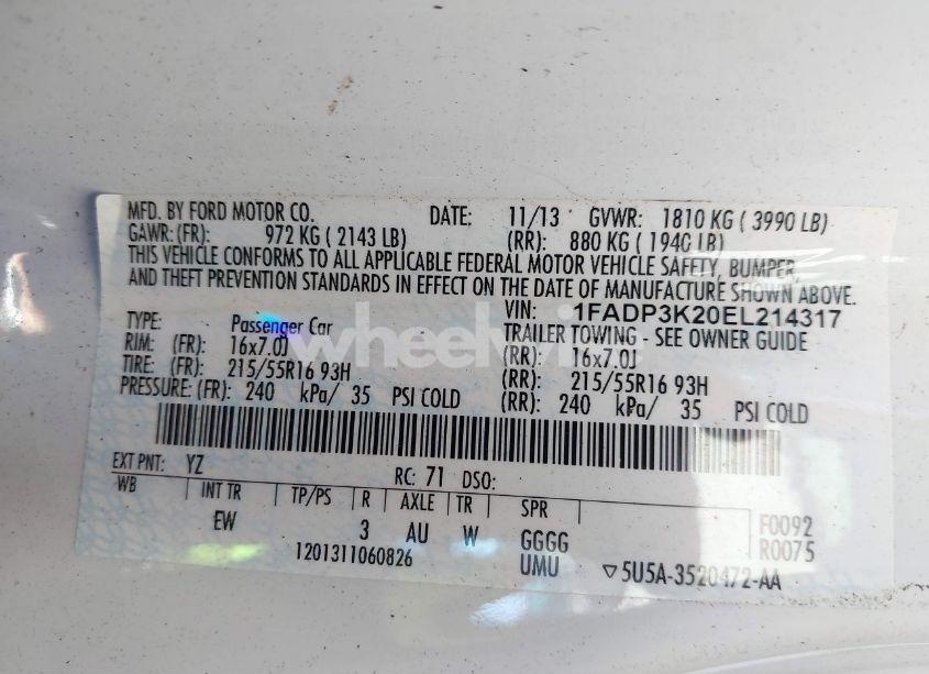 Photo 9 of 2014 Ford Focus SE (VIN 1FADP3K20EL214317)