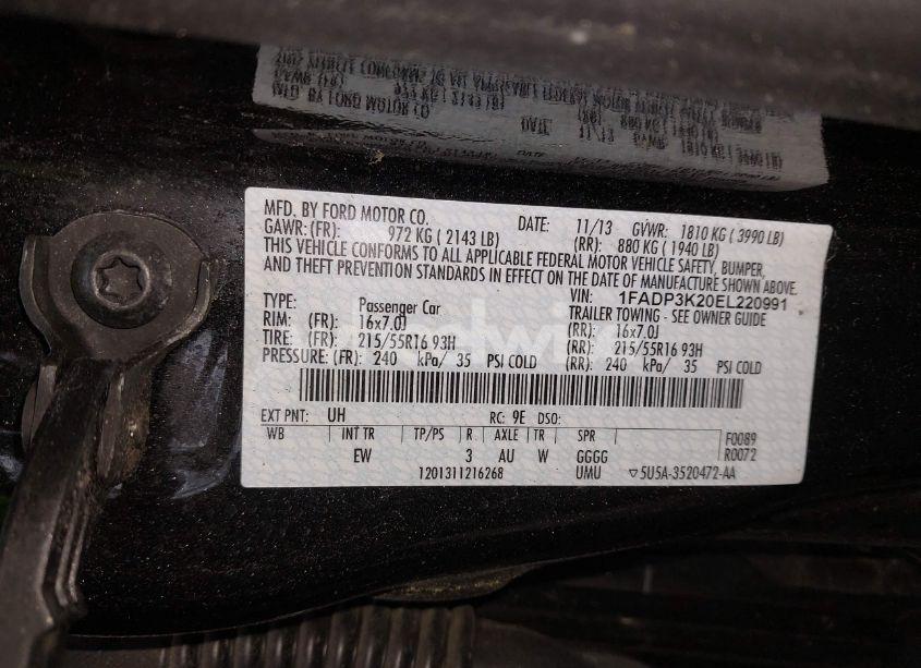 Photo 9 of 2014 Ford Focus SE (VIN 1FADP3K20EL220991)