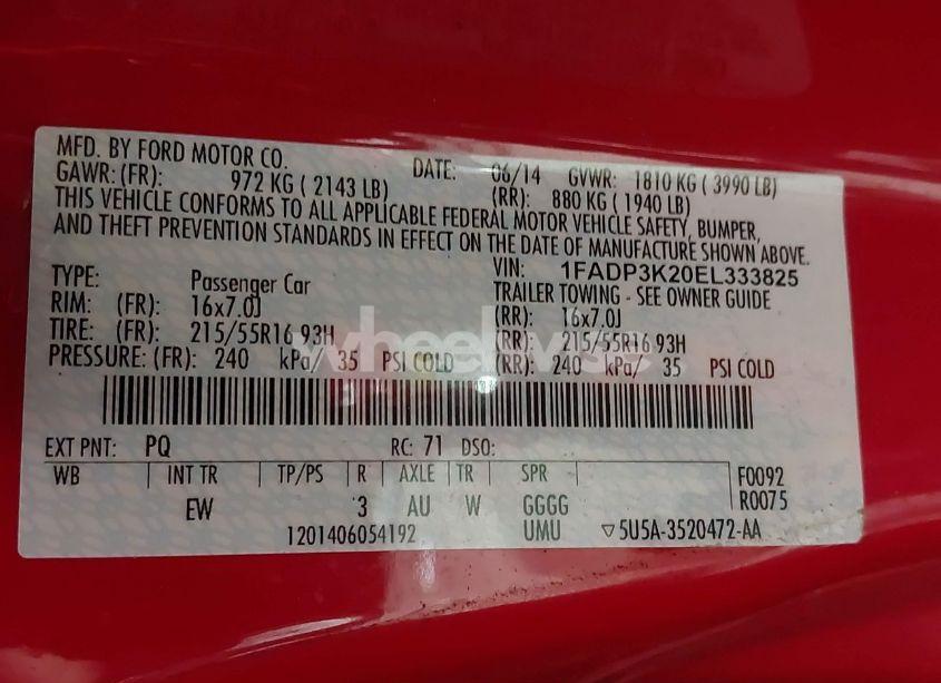 Photo 9 of 2014 Ford Focus SE (VIN 1FADP3K20EL333825)