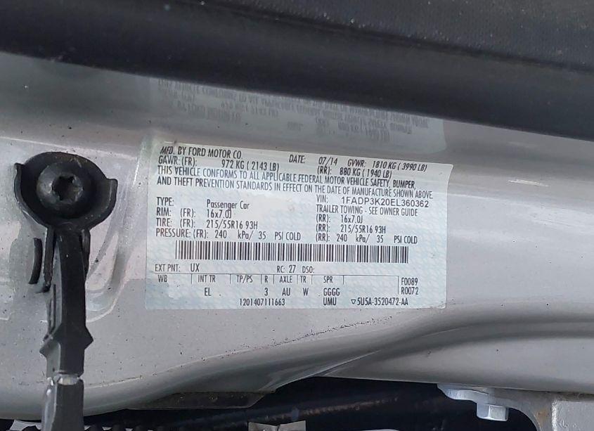 Photo 9 of 2014 Ford Focus SE (VIN 1FADP3K20EL360362)