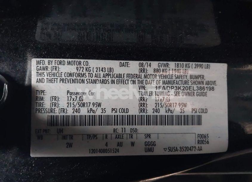 Photo 9 of 2014 Ford Focus SE (VIN 1FADP3K20EL386198)