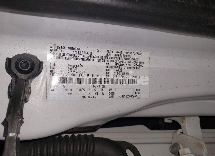 Photo 9 of 2014 Ford Focus SE (VIN 1FADP3K20EL450899)