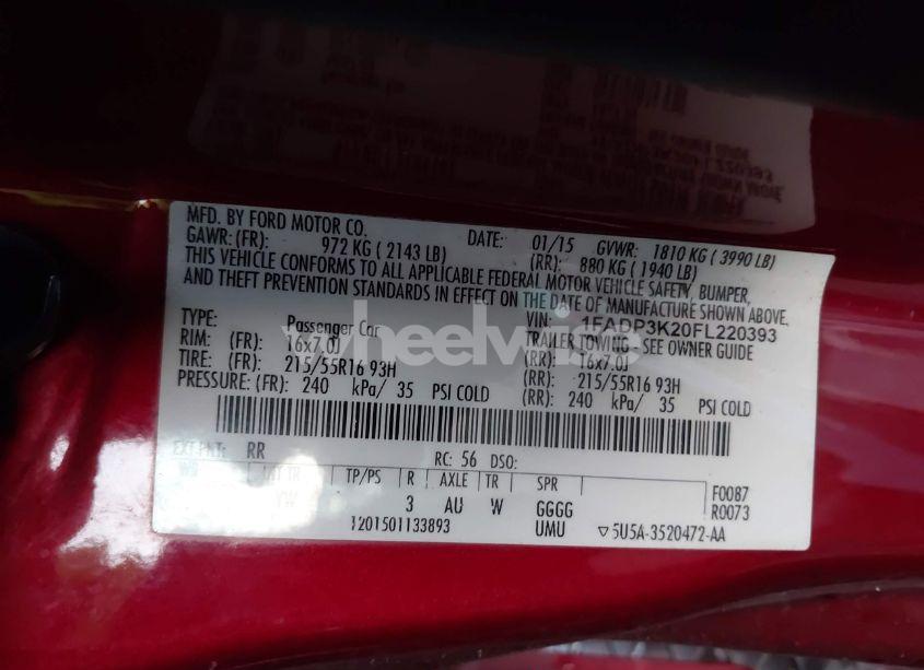 Photo 9 of 2015 Ford Focus SE (VIN 1FADP3K20FL220393)