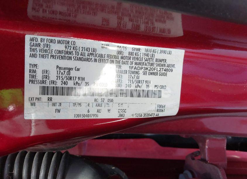 Photo 9 of 2015 Ford Focus SE (VIN 1FADP3K20FL274809)