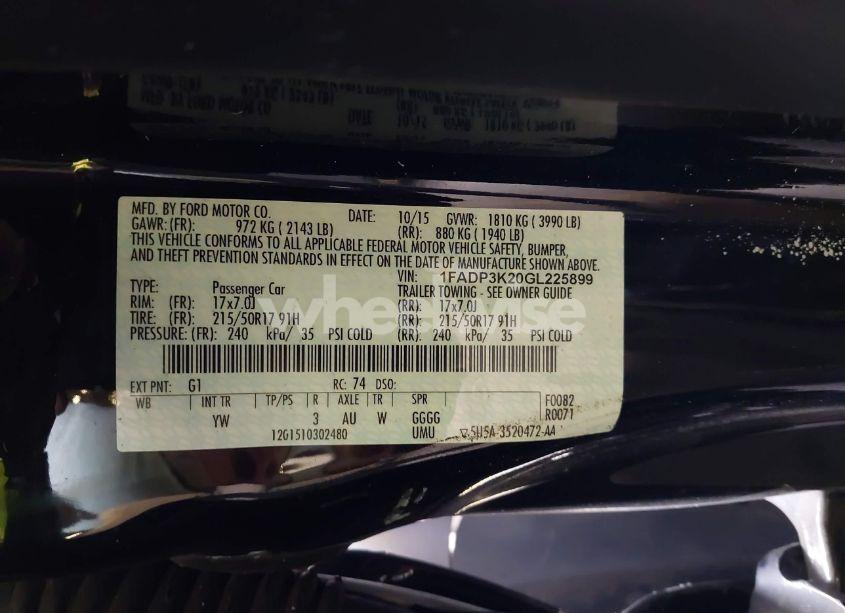 Photo 9 of 2016 Ford Focus SE (VIN 1FADP3K20GL225899)