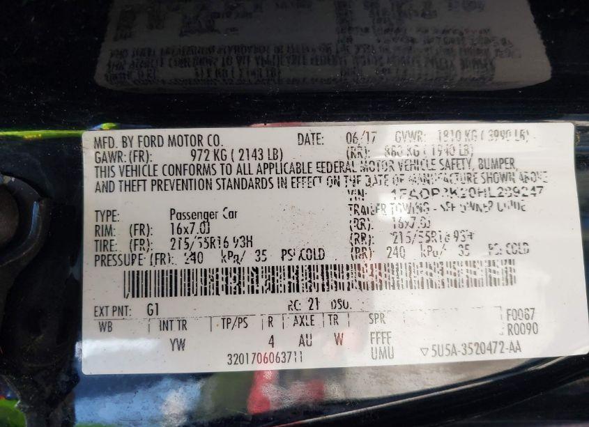 Photo 9 of 2017 Ford Focus SE (VIN 1FADP3K20HL289247)