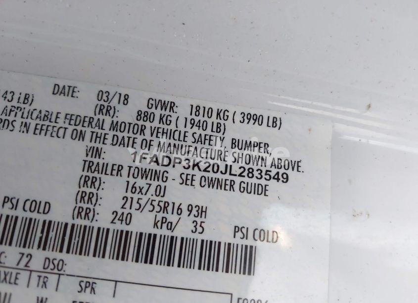 Photo 9 of 2018 Ford Focus SE (VIN 1FADP3K20JL283549)