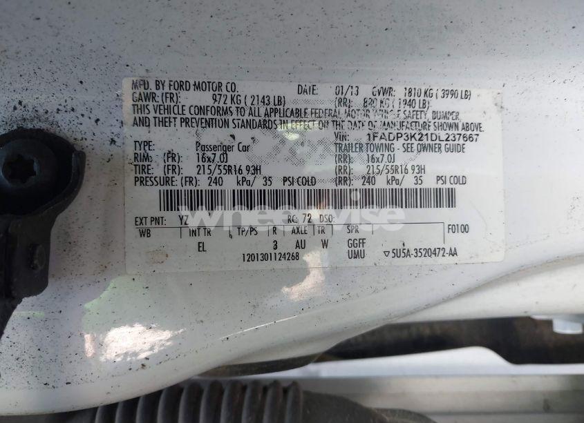 Photo 9 of 2013 Ford Focus SE (VIN 1FADP3K21DL237667)