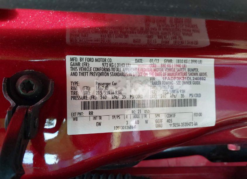 Photo 9 of 2013 Ford Focus SE (VIN 1FADP3K21DL240892)