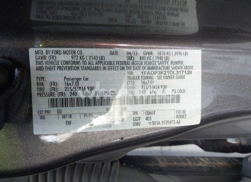 Photo 9 of 2013 Ford Focus SE (VIN 1FADP3K21DL317129)