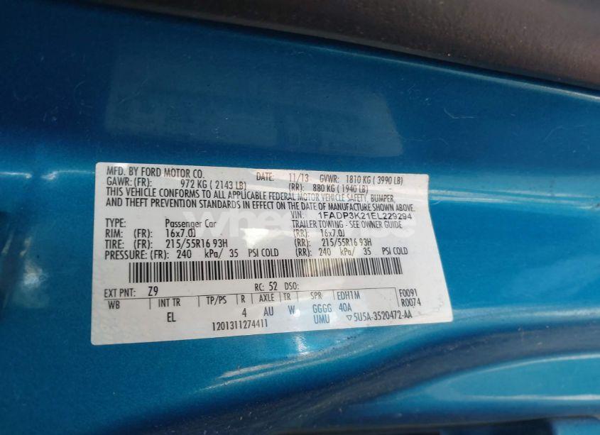 Photo 9 of 2014 Ford Focus SE (VIN 1FADP3K21EL229294)